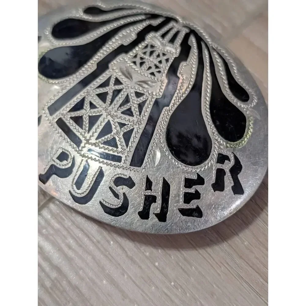 Vintage 1980 R&B German Silver Belt Buckle Tool Pusher Oil Derrick Handcrafted